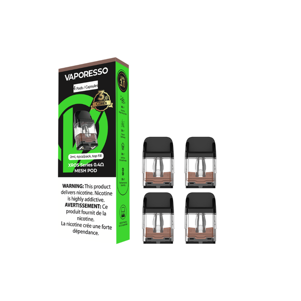 VAPORESSO XROS 0.4 OHM COREX 3.0 REPLACEMENT POD 2ML (4 PACK) | Compatible  Vape Pods [CRC]  Nimbus Distro