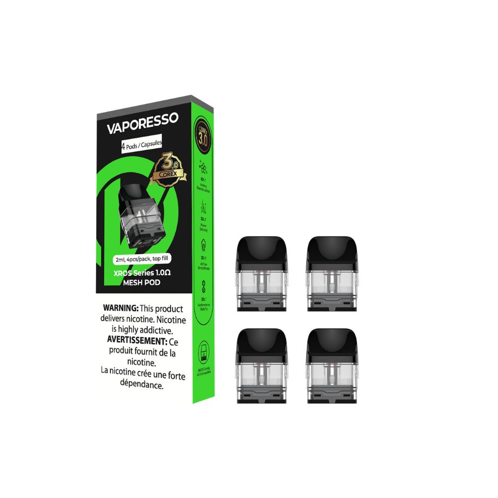 VAPORESSO XROS 1.0 OHM COREX 3.0 REPLACEMENT POD 2ML (4 PACK) [CRC]