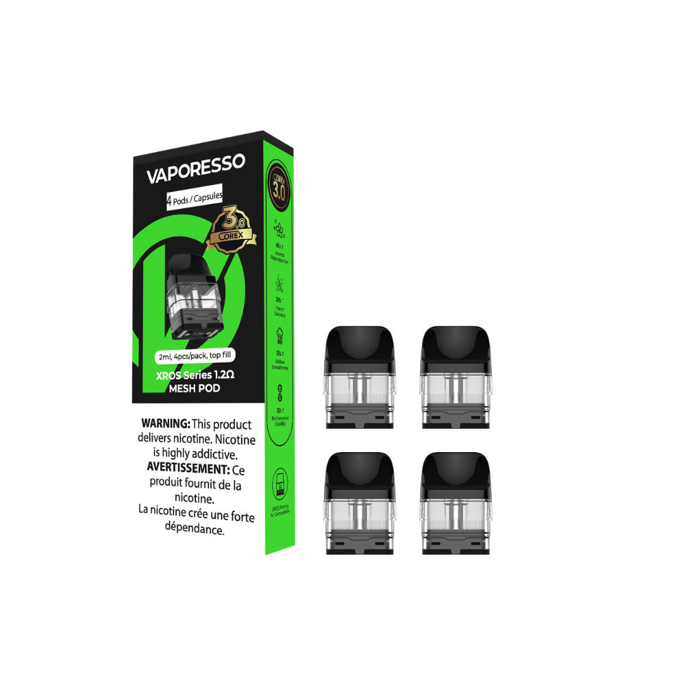 VAPORESSO XROS 1.2 OHM COREX 3.0 REPLACEMENT POD 2ML (4 PACK) [CRC]