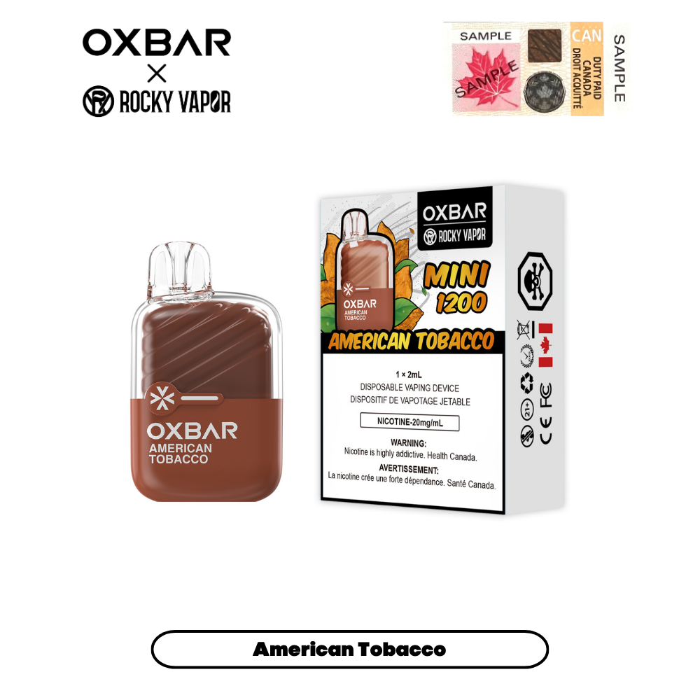 Rocky Vapor Oxbar Mini 1200 - American Tobacco