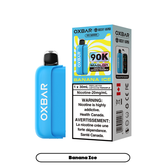 Rocky Vapor Oxbar Maglink - Ice Series - Banana Ice (4pc/Carton) [Alberta] {Prefilled Pods}