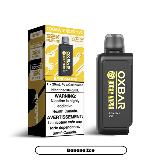 Svopp Rocky Vapor Oxbar [Prefilled Pods] 32K - Banana Ice (4pc/Carton) [Federal]