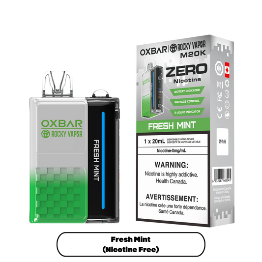Rocky Vapor Oxbar M20K Nicotine Free - Fresh Mint (5pc/Carton) [Alberta]
