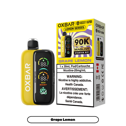 Rocky Vapor Oxbar Maglink - Lemon Series - Grape Lemon (4pc/Carton) [Federal] {Starter Kit}