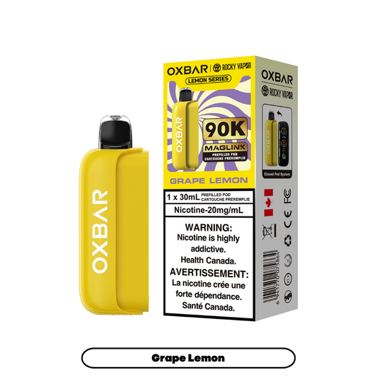Rocky Vapor Oxbar Maglink - Lemon Series - Grape Lemon (4pc/Carton) [Alberta] {Prefilled Pods}