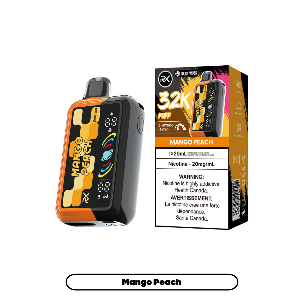 Rocky Vapor RX 32K - Mango Peach (4pc/Carton) [Manitoba]