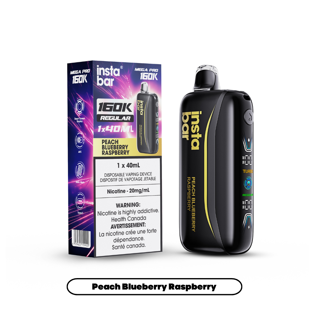 Insta Bar Mega Pro 160K - Peach Blueberry Raspberry (4pc/Carton) [Alberta]