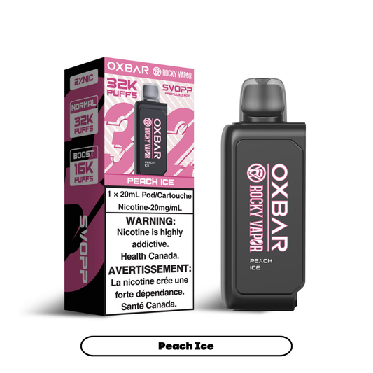 Svopp Rocky Vapor Oxbar [Prefilled Pods] 32K - Peach Ice (4pc/Carton) [Federal]