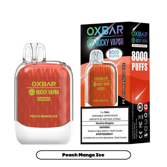 Rocky Vapor Oxbar G-8000 - Peach Mango Ice (5pc/Carton) [Federal]