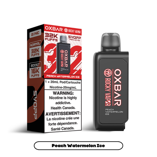 Svopp Rocky Vapor Oxbar [Prefilled Pods] 32K - Peach Watermelon Ice (4pc/Carton) [Federal]