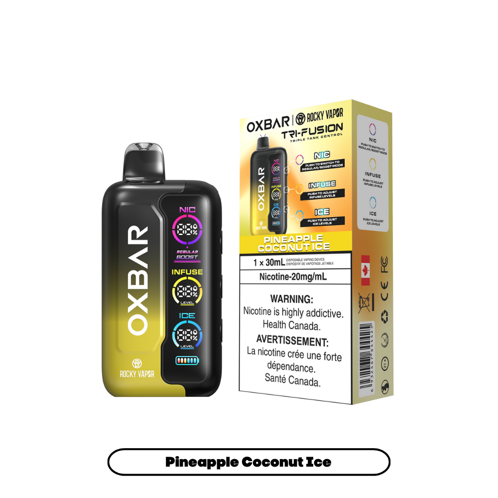Rocky Vapor Oxbar Tri Fusion - Pineapple Coconut Ice (5pc/Carton) [Federal]