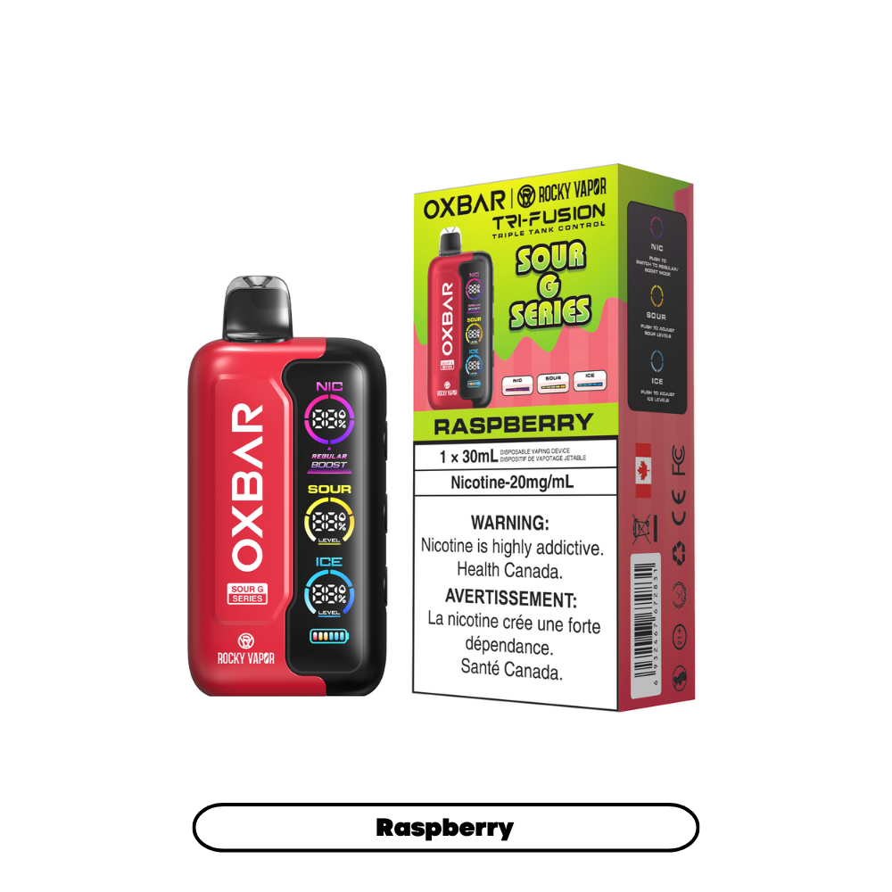 Rocky Raspberry Rocky Vapor Oxbar Tri Fusion - Sour G Series - Raspberry (5pc/Carton ...