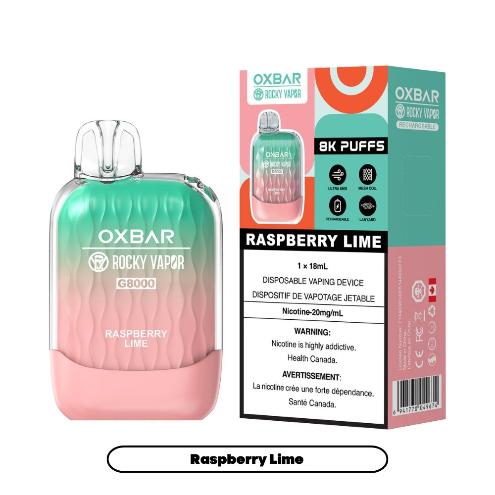 Rocky Vapor Oxbar G-8000 - Raspberry Lime (5pc/Carton) [Federal]