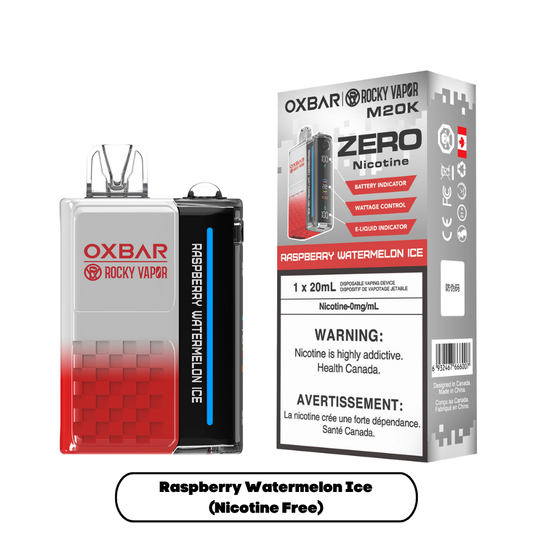 Rocky Vapor Oxbar M20K Nicotine Free - Raspberry Watermelon Ice (5pc/Carton) [Alberta]