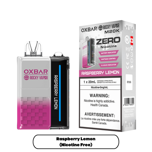 Rocky Vapor Oxbar M20K Nicotine Free - Raspberry Lemon (5pc/Carton) [Alberta]