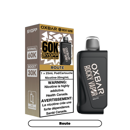 Svopp Rocky Vapor Oxbar 60K {Prefilled Pods} - Route (4pc/Carton) [Ontario]