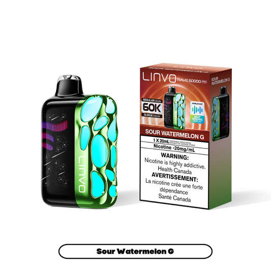 Linvo Rave 60000 Pro - Sour Watermelon G (4pc/Carton) [Federal]