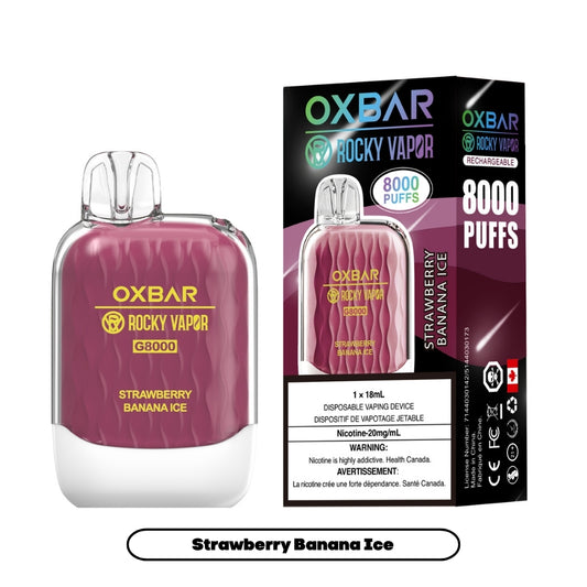 Rocky Vapor Oxbar G-8000 - Strawberry Banana Ice (5pc/Carton) [Federal]