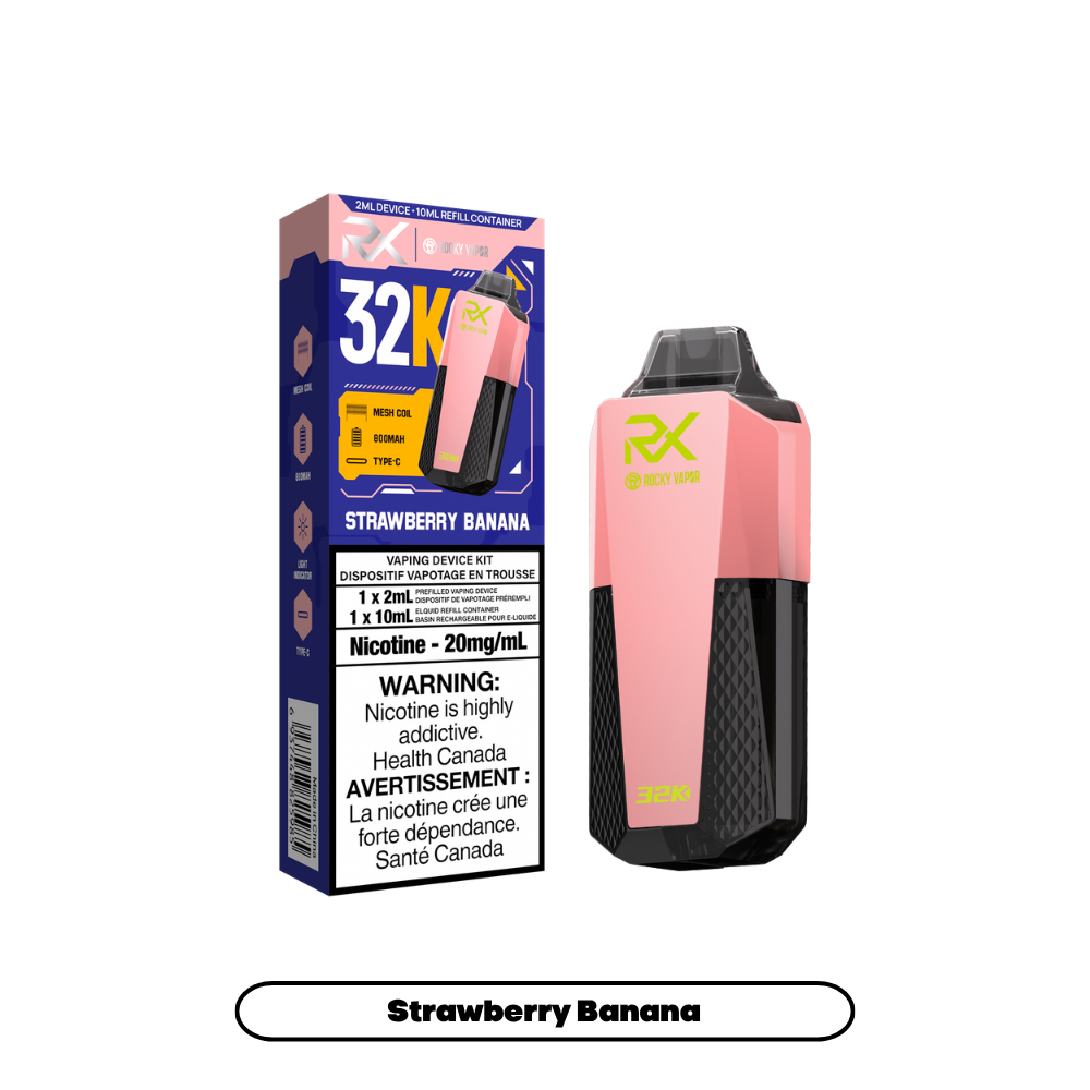 Rocky Vapor RX (2+10mL) 32K - Strawberry Banana (5pc/Carton) [Federal]