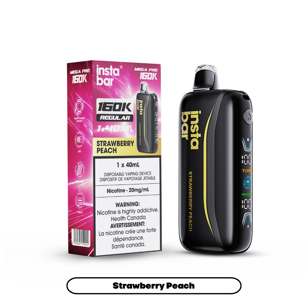 Insta Bar Mega Pro 160K - Strawberry Peach (4pc/Carton) [Manitoba]