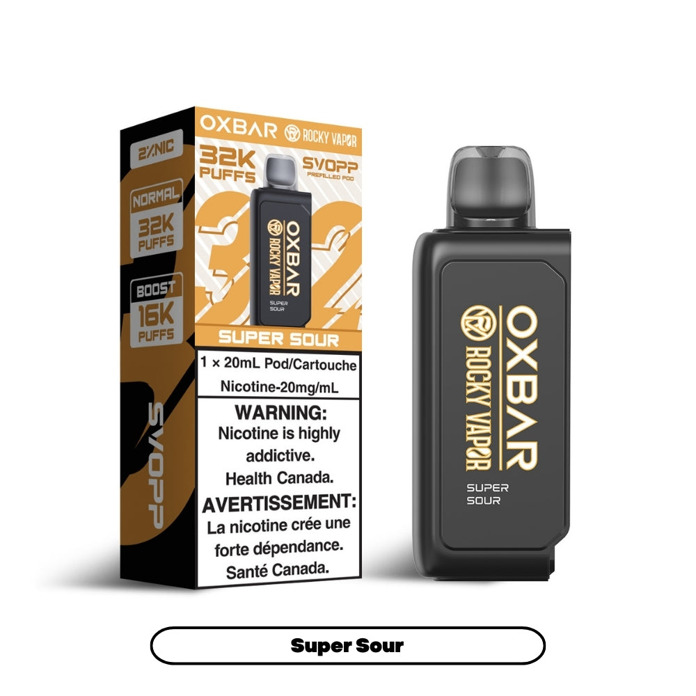 Svopp Rocky Vapor Oxbar [Prefilled Pods] 32K - Super Sour (4pc/Carton) [Alberta]