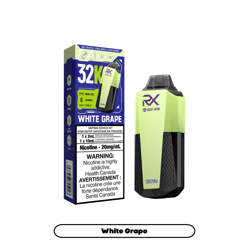 Rocky Vapor RX (2+10mL) 32K - White Grape (5pc/Carton) [Federal]